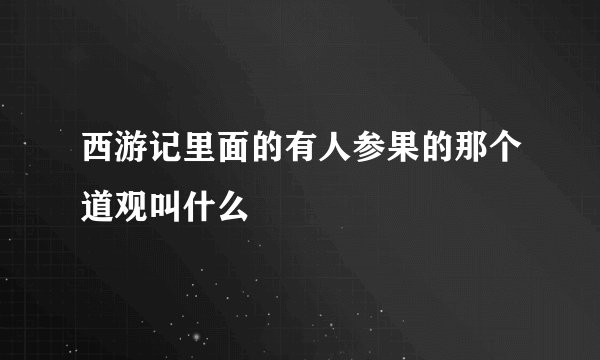 西游记里面的有人参果的那个道观叫什么