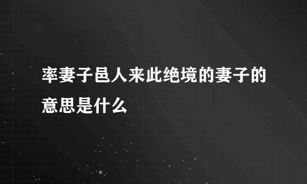 率妻子邑人来此绝境的妻子的意思是什么