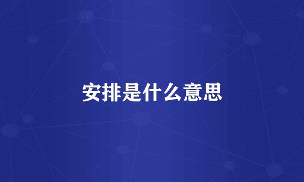 安排是什么意思