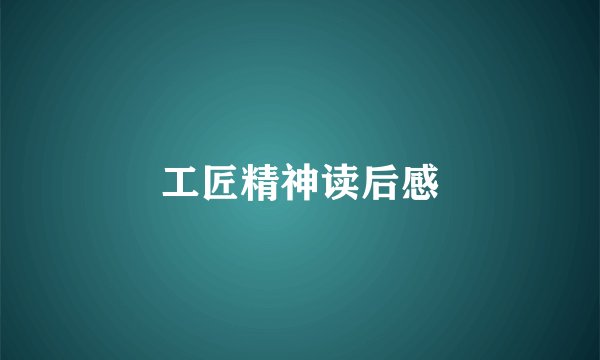 工匠精神读后感