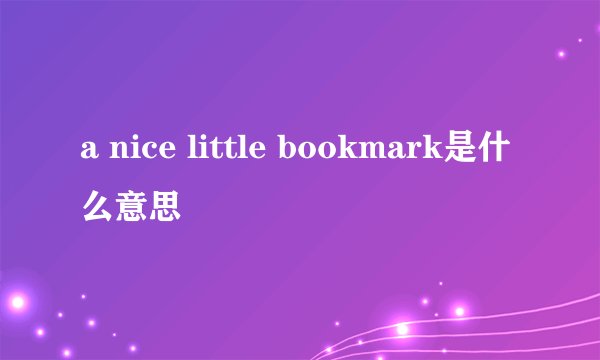 a nice little bookmark是什么意思