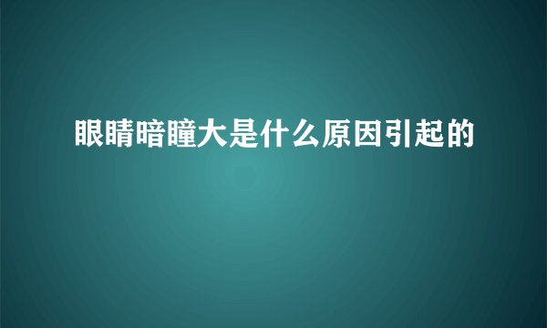 眼睛暗瞳大是什么原因引起的
