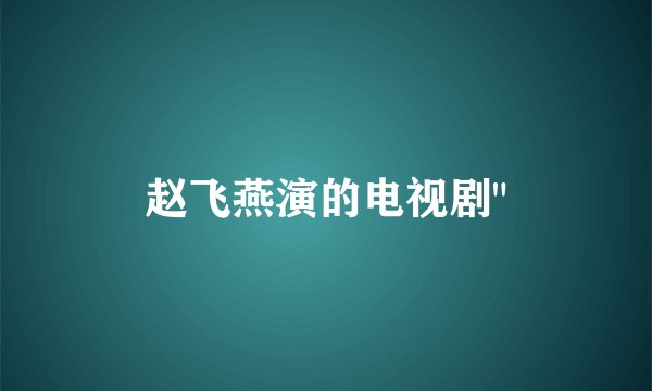 赵飞燕演的电视剧
