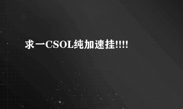 求一CSOL纯加速挂!!!!