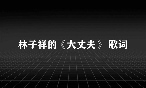 林子祥的《大丈夫》 歌词