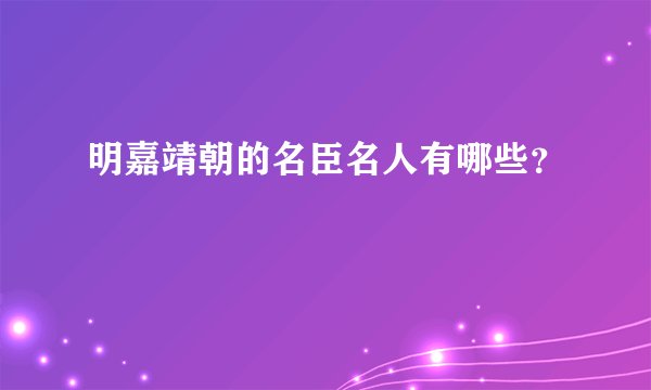明嘉靖朝的名臣名人有哪些？