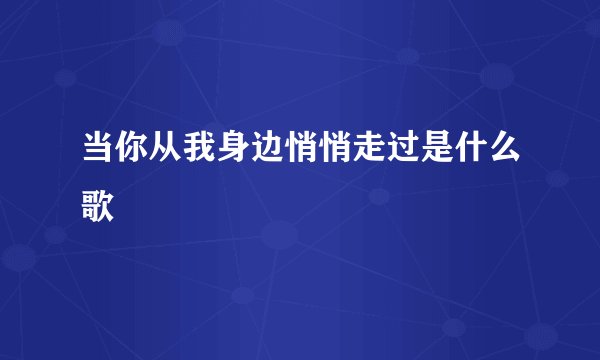 当你从我身边悄悄走过是什么歌
