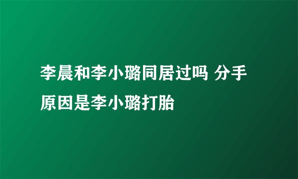 李晨和李小璐同居过吗 分手原因是李小璐打胎