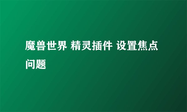 魔兽世界 精灵插件 设置焦点问题