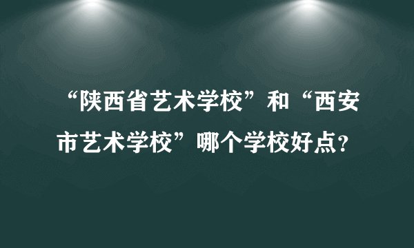 “陕西省艺术学校”和“西安市艺术学校”哪个学校好点？