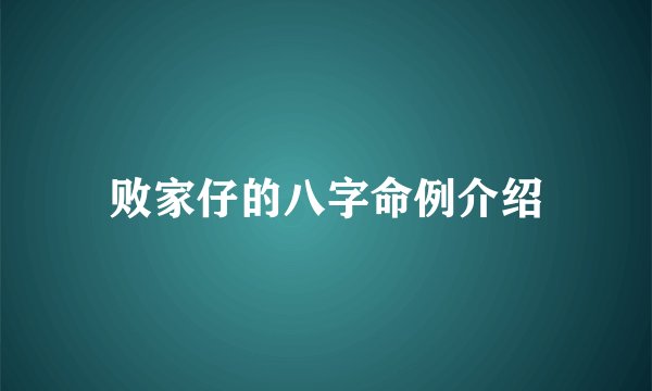 败家仔的八字命例介绍