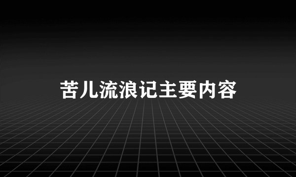 苦儿流浪记主要内容