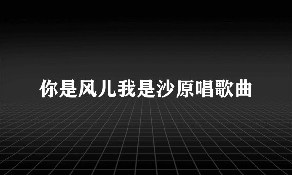 你是风儿我是沙原唱歌曲