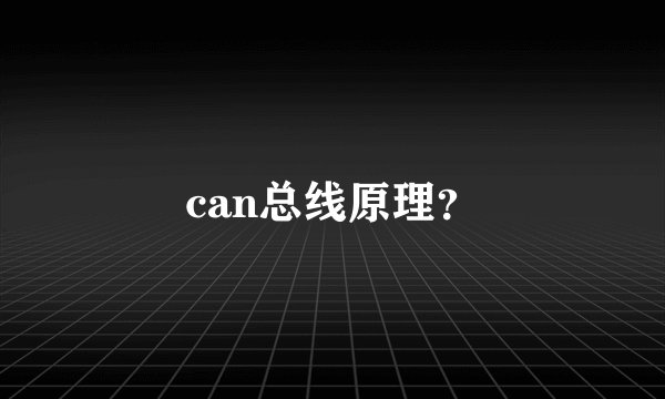 can总线原理？