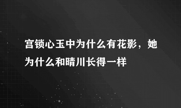 宫锁心玉中为什么有花影，她为什么和晴川长得一样