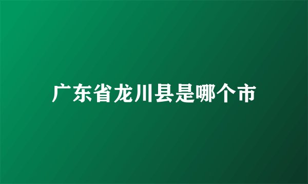 广东省龙川县是哪个市