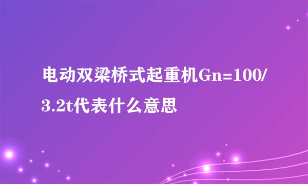 电动双梁桥式起重机Gn=100/3.2t代表什么意思