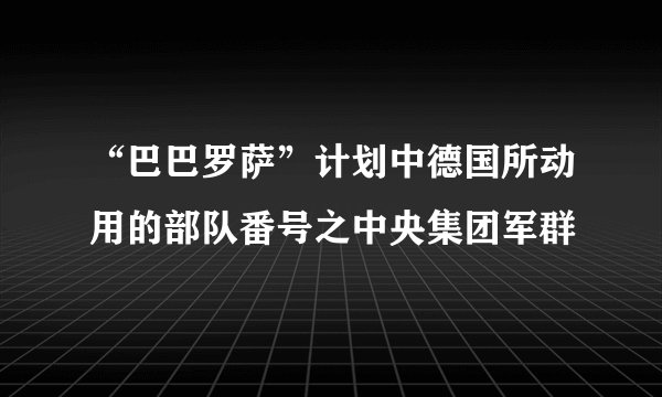“巴巴罗萨”计划中德国所动用的部队番号之中央集团军群
