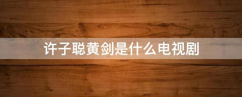 许子聪黄剑是什么电视剧