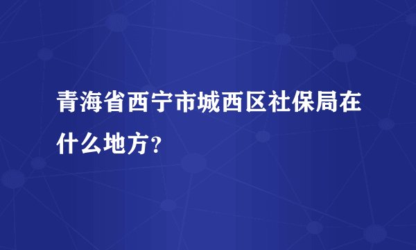 青海省西宁市城西区社保局在什么地方？