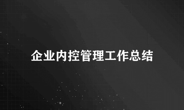 企业内控管理工作总结