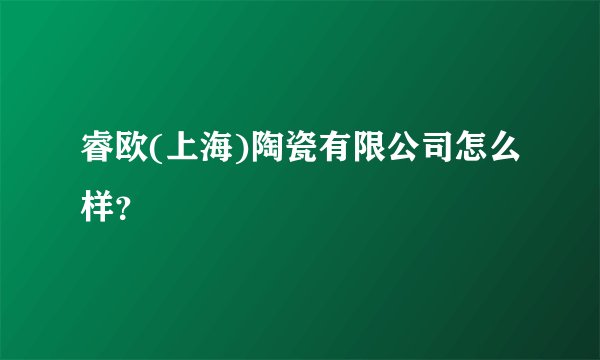 睿欧(上海)陶瓷有限公司怎么样？
