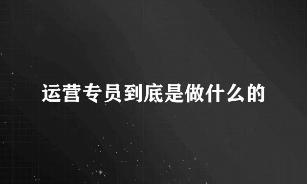 运营专员到底是做什么的