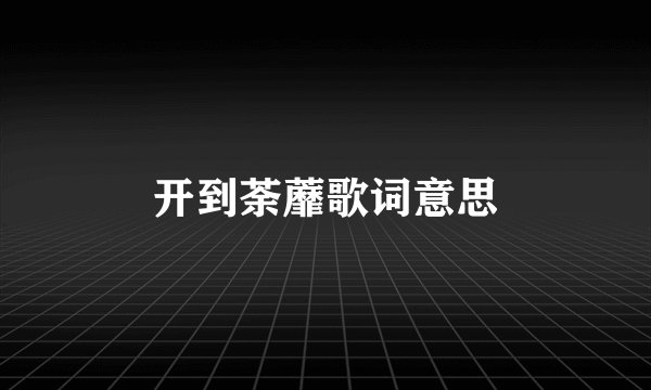 开到荼蘼歌词意思