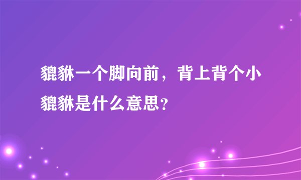 貔貅一个脚向前，背上背个小貔貅是什么意思？