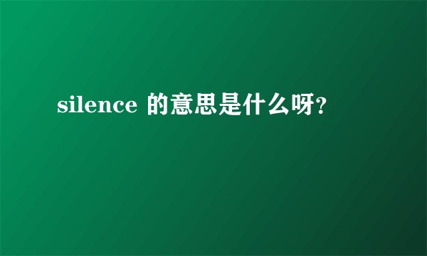 silence 的意思是什么呀？