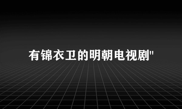 有锦衣卫的明朝电视剧