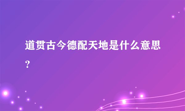 道贯古今德配天地是什么意思？