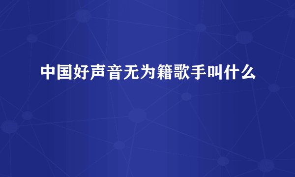 中国好声音无为籍歌手叫什么