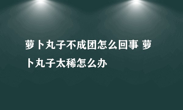萝卜丸子不成团怎么回事 萝卜丸子太稀怎么办