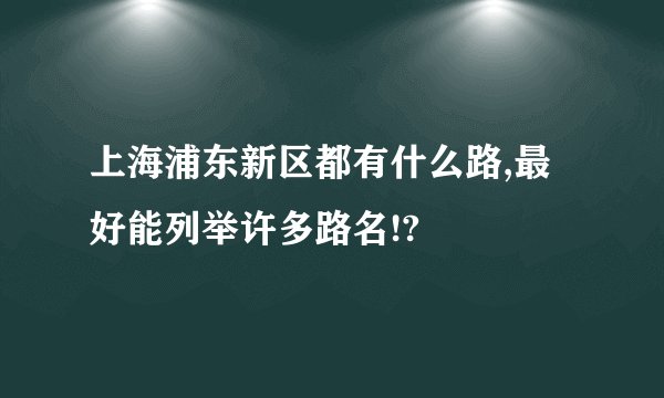 上海浦东新区都有什么路,最好能列举许多路名!?