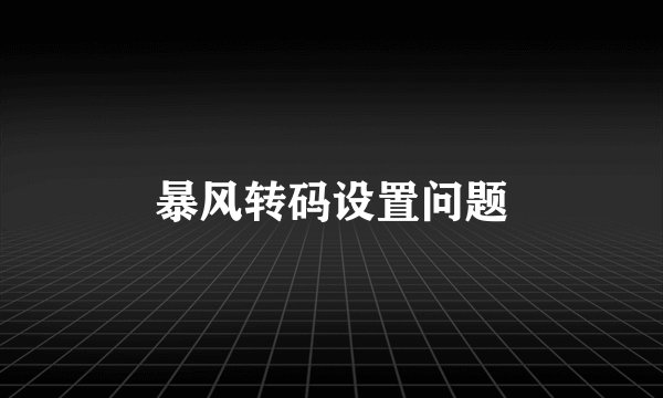 暴风转码设置问题