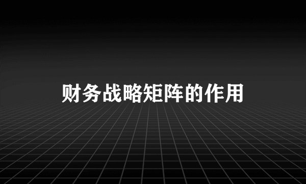 财务战略矩阵的作用