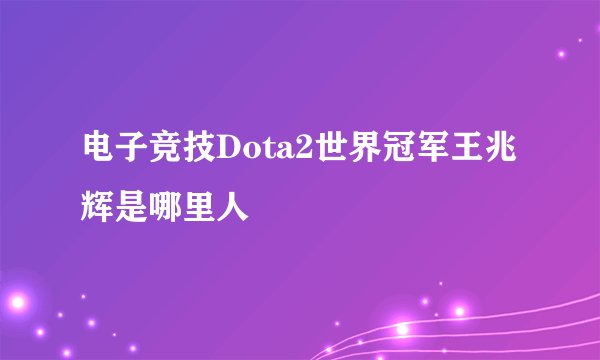 电子竞技Dota2世界冠军王兆辉是哪里人