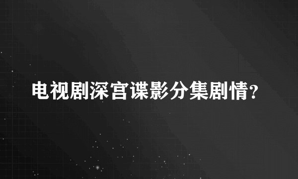 电视剧深宫谍影分集剧情？