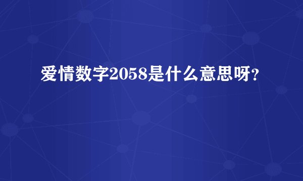 爱情数字2058是什么意思呀？