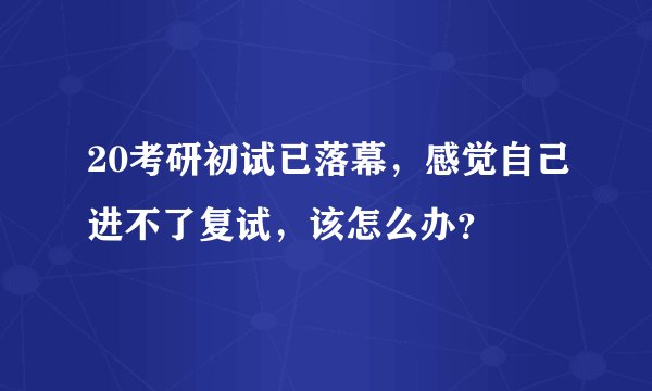 20考研初试已落幕，感觉自己进不了复试，该怎么办？