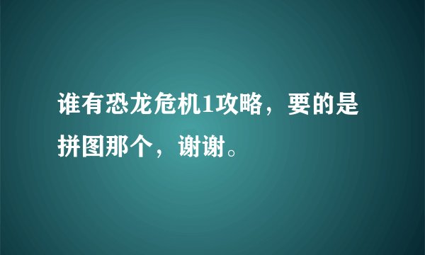 谁有恐龙危机1攻略，要的是拼图那个，谢谢。