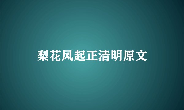 梨花风起正清明原文