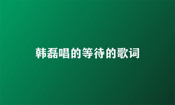 韩磊唱的等待的歌词