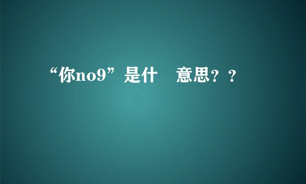 “你no9”是什麼意思？？