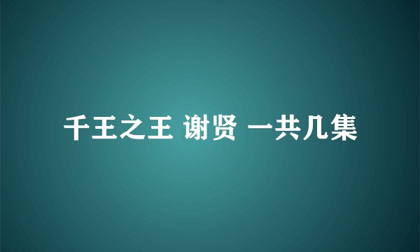千王之王 谢贤 一共几集