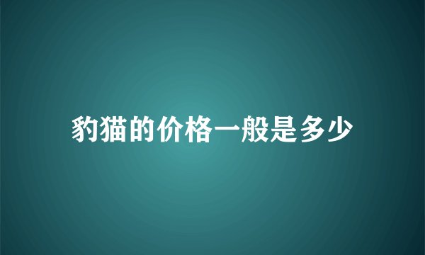 豹猫的价格一般是多少
