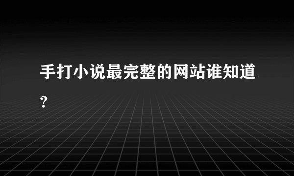 手打小说最完整的网站谁知道？