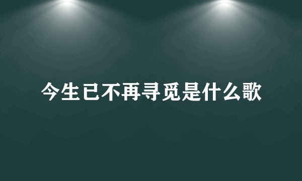 今生已不再寻觅是什么歌