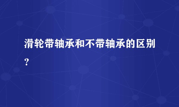 滑轮带轴承和不带轴承的区别？